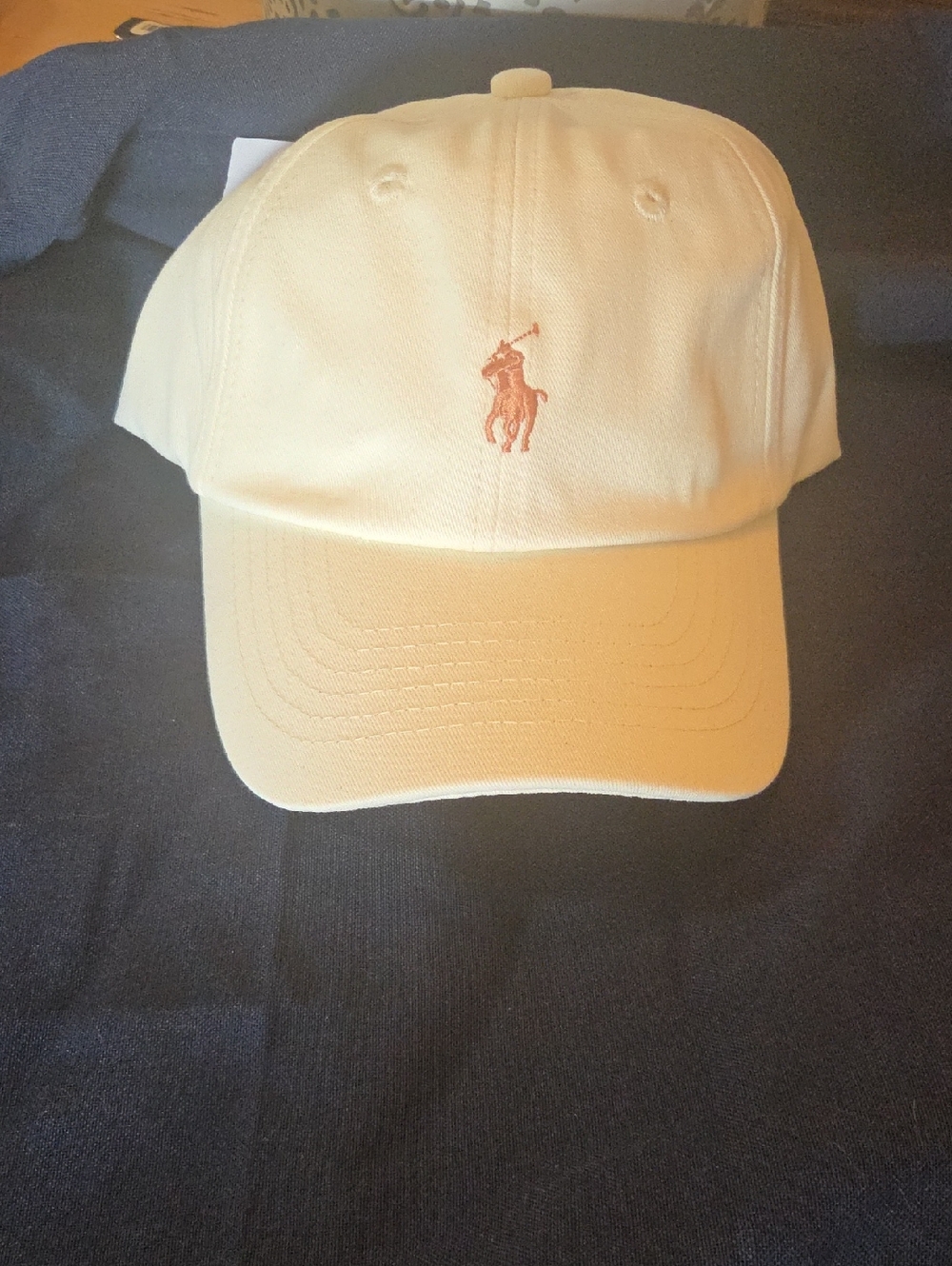 Ralph Lauren Cream Baseball Cap with Dark Gold Pony Logo - Picture 5 of 8